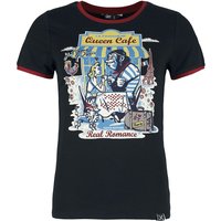 Queen Kerosin - Rockabilly T-Shirt - Queen Cafe - XS bis 4XL - für Damen - Größe XL - schwarz/rot von Queen Kerosin