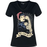 Queen Kerosin - Rockabilly T-Shirt - We Can Do It - L bis 3XL - für Damen - Größe L - schwarz von Queen Kerosin