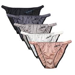 Queen Star 5er Pack Damen Satin String Bikinis Slips Seidig Slip Unterwäsche Übergröße Gr. XL, Farbe1 von Queen Star