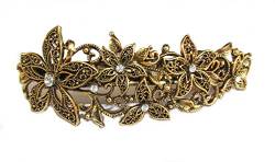 Haarspange für Damen und Mädchen, elegant, 12 cm, Metallkristall, goldfarben von Queen of Preen