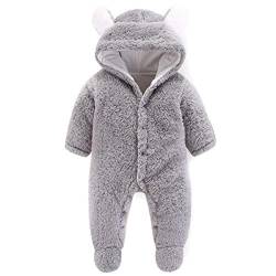 Baby Schneeanzüge Winter Overall mit Kapuze Fleece Strampler Footed Spielanzug Mädchen Jungen Jumpsuit Footed Jumpsuit Winter Outfits 0-18 Monate von Queen.Y