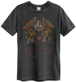 Queen Amplified Crest Logo Rock Band Herren Vintage T-Shirt (Grau) (S-XL) (S) von Queen