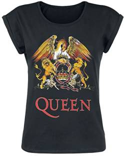 Queen Classic Crest Frauen T-Shirt schwarz 4XL 100% Baumwolle Band-Merch, Bands von Queen