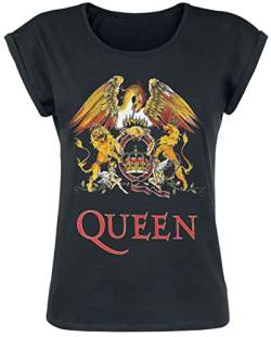 Queen Classic Crest Frauen T-Shirt schwarz S 100% Baumwolle Band-Merch, Bands von Queen