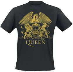 Queen Classic Crest Männer T-Shirt schwarz M 100% Baumwolle Band-Merch, Bands von Queen
