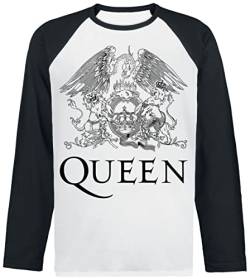 Queen Crest Vintage Männer Langarmshirt weiß/schwarz L 100% Baumwolle Band-Merch, Bands von Queen