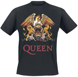 Queen Crest Vintage Männer T-Shirt schwarz M 100% Baumwolle Band-Merch, Bands von Queen