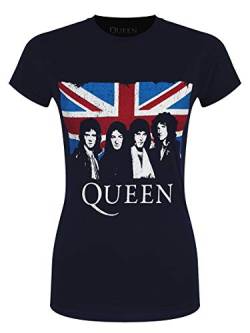 Queen Damen T-Shirt Vintage Union Jack Navy blau,Large von Queen