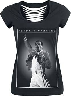 Queen Freddie - Stage Photo Frauen T-Shirt schwarz M 100% Baumwolle Band-Merch, Bands von Queen