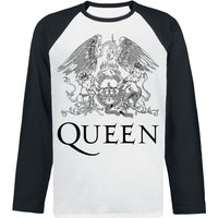 Queen Langarmshirt - Crest Vintage - S bis XXL - für Männer - Größe L - weiß/schwarz  - Lizenziertes Merchandise! von Queen