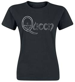 Queen Logo Frauen T-Shirt schwarz L 100% Baumwolle Band-Merch, Bands von Queen