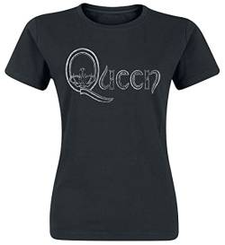 Queen Logo Frauen T-Shirt schwarz XL 100% Baumwolle Band-Merch, Bands von Queen