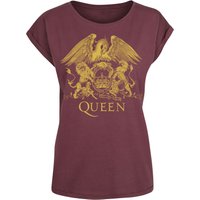 Queen T-Shirt - Classic Crest - XS bis XL - für Damen - Größe S - bordeaux  - Lizenziertes Merchandise! von Queen