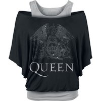 Queen T-Shirt - Crest Logo - L bis XXL - für Damen - Größe XL - schwarz/grau  - EMP exklusives Merchandise! von Queen