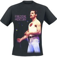 Queen T-Shirt - Freddie Mercury - Mic Photo - S bis XXL - für Männer - Größe L - schwarz  - Lizenziertes Merchandise! von Queen