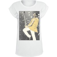 Queen T-Shirt - Freddie - Stage Photo II - S bis XXL - für Damen - Größe XL - weiß  - Lizenziertes Merchandise! von Queen