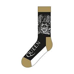 Rock Off Trade Queen Socken Crest and Band Logo Nue offiziell Herren Schwarz (UK Size 7-11) von Queen