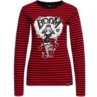 QueenKerosin Langarmshirt Bomb Devil mit plakativem Vintage 50´s Pin-up Comic-Style Frontprint von QueenKerosin