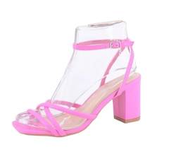 Queentina Damen Sandalen Riemchen Absatz High Heels Sandaletten Tanzschuhe BL6590 Fuchsia 36 von Queentina