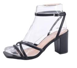 Queentina Damen Sandalen Riemchen Absatz High Heels Sandaletten Tanzschuhe BL6590 Schwarz 37 von Queentina