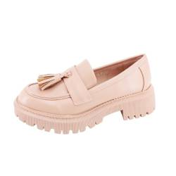 Queentina Damen Slipper Plateau Halbschuhe Absatz Loafer Mokassins HXL-3 Khaki 38 von Queentina