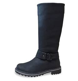 Queentina Damen Stiefel Stiefeletten warm gefüttert - Winterstiefel Boots Reißverschluss - Schneestiefel Schuhe Schnee Winter - ST81 Schwarz Größe 38 von Queentina