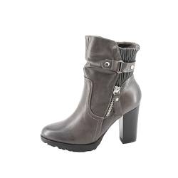 Queentina Damen Stiefeletten Plateau High Heels Absatz Boots elegant hoch 66021 Grau 41 von Queentina