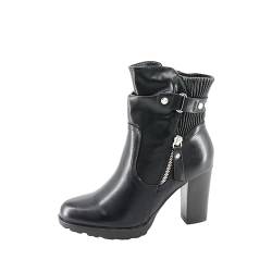 Queentina Damen Stiefeletten Plateau High Heels Absatz Boots elegant hoch 66021 Schwarz 40 von Queentina