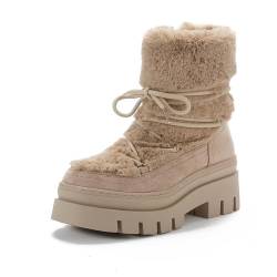 Queentina Damen Stiefeletten warm gefüttert Boots Plateau Winter Schuhe B2756 (Khaki 38) von Queentina