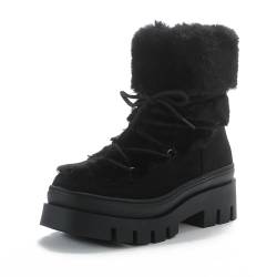 Queentina Damen Stiefeletten warm gefüttert Boots Plateau Winter Schuhe B2756 (Schwarz 36) von Queentina
