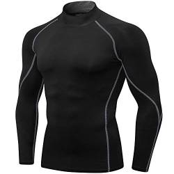 Queerier Herren-Kompressions-Shirts, 1/3er-Pack, langärmelig, athletisch, Workout, Lauf-Tops, Fitnessstudio, Unterhemden, Sport-Baselayers von Queerier