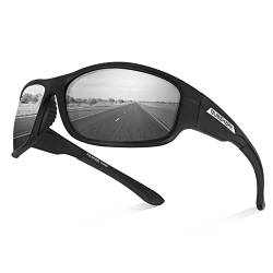 Queshark Herren Sonnenbrille: Sportlich, Polarisiert, Leicht, UV-Schutz, Anti-Blendung, Fashion Accessoires (Schwarz Schwarz) von Queshark