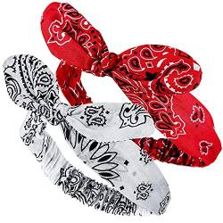 Bandana Knoten Stirnbänder Retro Print Stirnbänder Paisley Print Stirnband Headwrap für Mädchen und Frauen (Stil B, 2 Stück) von Quesuc