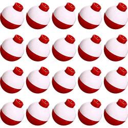 Quesuc Fishing Float 2,5 cm Fishing Float Push Button Floats Red and White Bobber Angelzubehör, 20 Packungen von Quesuc