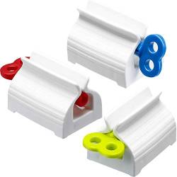 Quesuc Zahnpasta-Presse, 3 Stück, drehbar, für Badezimmer, verschiedene Farben von Quesuc