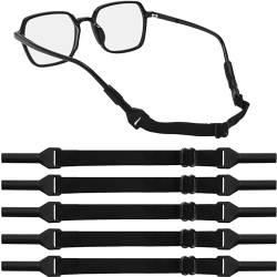 Qufiiry 5 Stück Verstellbarer Brillen Halteriemen, Einstellbare Brillenbänder, Brillenband, No Tail Anti Rutsch Brillenriemen Brillen Halteseil Sport Brillenriemen für Männer Frauen Kinder von Qufiiry