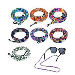 Qufiiry Brillenband Damen, 7 Pcs Brillenkette, brillenbänder Bunt, Baumwolle Brillen Ketten, Einstellbare Anti Rutsch Brillen Halter Brillenschnur für Lesebrillen Sonnenbrillen Schutzbrillen Sport von Qufiiry