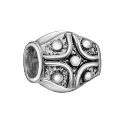Quiges 925 Sterling Silber 3D Abstrakter Kreuz und Punkt Zylinder Charm Bead von Quiges