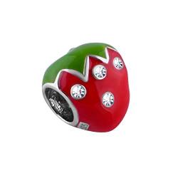 Quiges 925 Sterling Silber 3D Erdbeere Rot Grün Zirkonia Charms Bead für Armband Frau Mädchen von Quiges