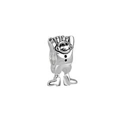 Quiges 925 Sterling Silber 3D Fido Dido Boy Charm Bead von Quiges