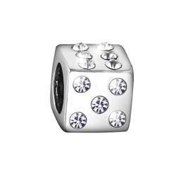 Quiges 925 Sterling Silber 3D Würfel Transparent Charms Bead für Armband Frau Mädchen von Quiges
