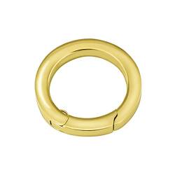 Quiges Clip Ring Carrier Gold 22 mm Edelstahl Verbindungsring für Kette und Coin Anhänger mit Karabiner Haken Verschluss von Quiges