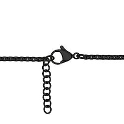 Quiges Damen Ankerkette Schwarz Edelstahl mit Karabinerverschluss ohne Anhänger (42 + 4cm erweiterbar) von Quiges