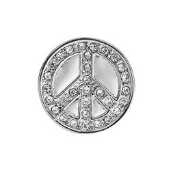 Quiges Damen Click Button 18mm Chunk Peace Zeichen mit Zirkonia für Druckknopf Zubehör von Quiges