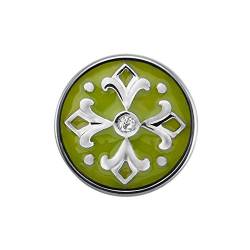 Quiges Damen Mini Click Button 12mm Ornament mit Kristall Zirkonia Kern Hellgrün von Quiges