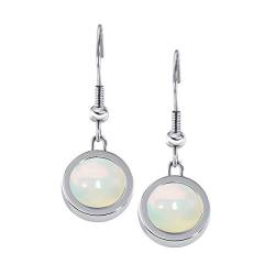 Quiges Damen Ohrringe Silber Edelstahl mit Auswechselbare Opal Mini Coins 12mm von Quiges