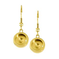 Quiges Edelstahl Austauschbare 12mm Mini Coin Münze Ohrhänger Ohrringe Damen Gold Glänzend von Quiges