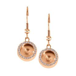 Quiges Edelstahl Austauschbare 12mm Mini Coin Münze Ohrhänger Ohrringe Damen Rosegold Glänzend mit Zirkonia von Quiges