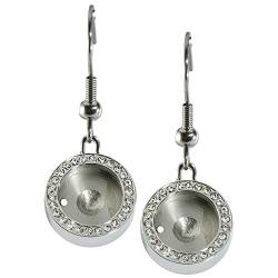 Quiges Edelstahl Austauschbare 12mm Mini Coin Münze Ohrhänger Ohrringe Damen Silber Glänzend mit Zirkonia von Quiges