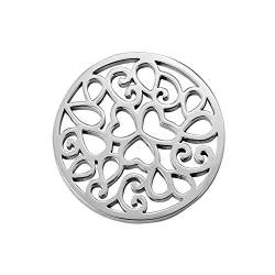 Quiges Silber Edelstahl Large Coin 33mm Herzraserei Muster für austauschbare Anhänger Münzfassung Halskette von Quiges